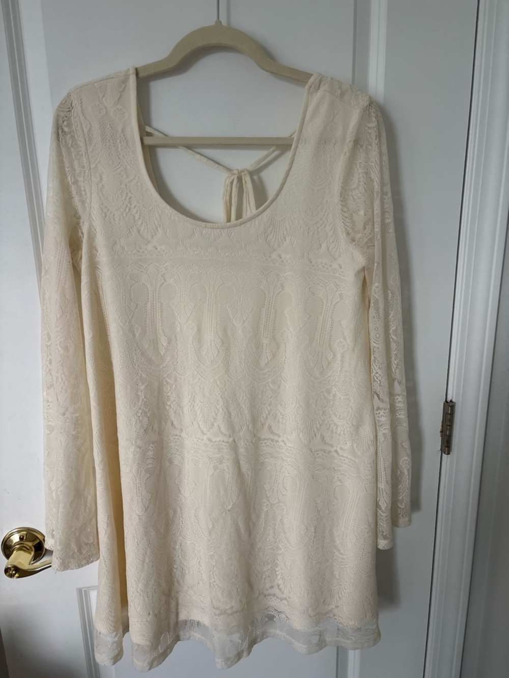 Altar’d State Cream Lace Bell Sleeve Mini Dress Balletcore L